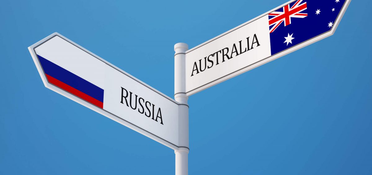 Australia-Russia-flag-sign-post