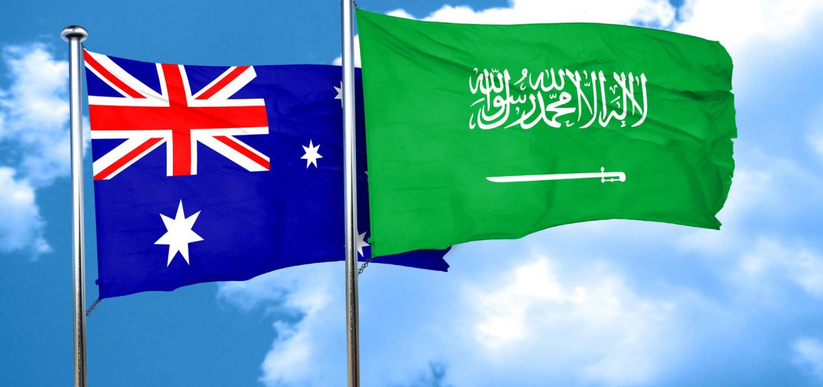 Saudi-Arabia-Australia-flag-blue-sky